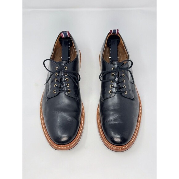 J Crew Mens Shoes Black Oar Stripe Italian Leather Derby Lace Up Formal US 8 - Picture 4 of 14